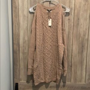 Express sweater dress with shoulder cut outs